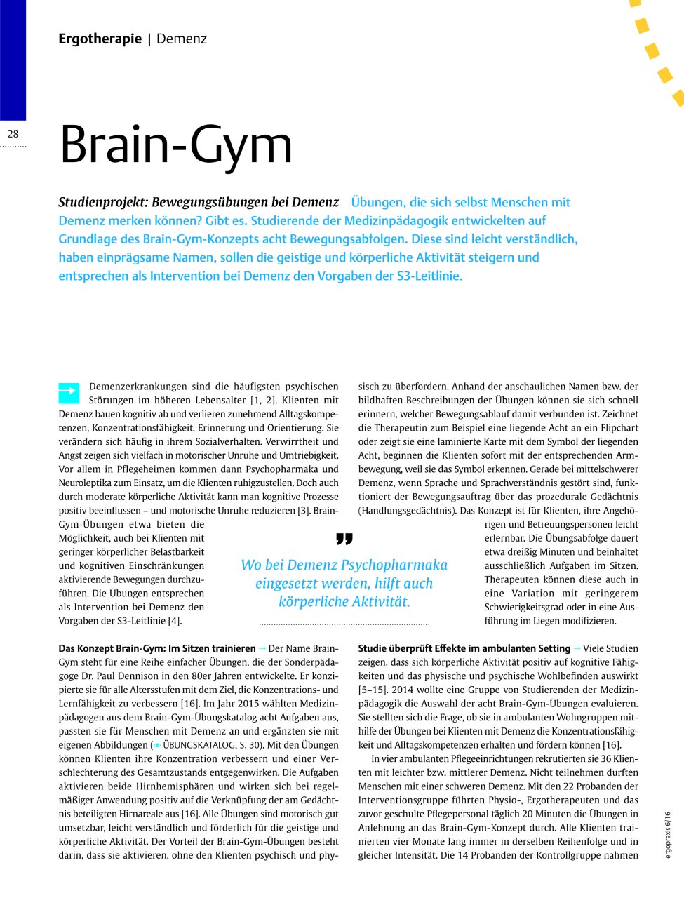 Vorschauseite 1: Brain-Gym ? Studienprojekt: Bewegungsübungen bei Demenz