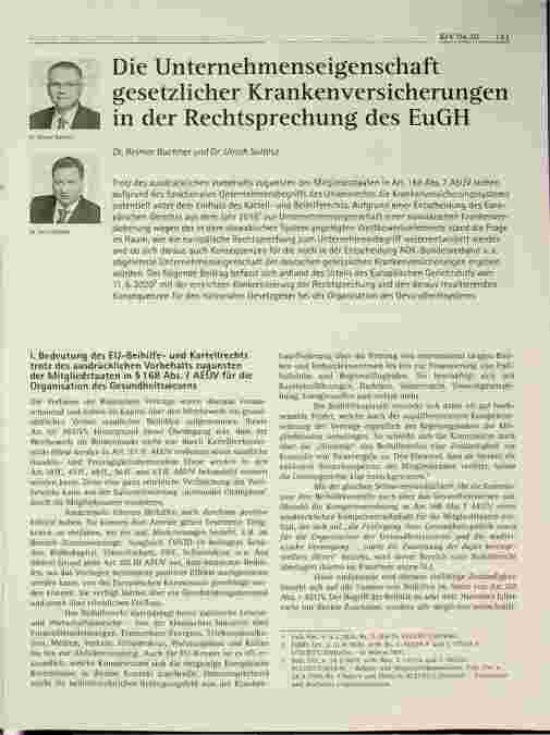 Vorschauseite 1: Die Unternehmenseigenschaft gesetzlicher Krankenversicherungen in der Rechtsprechung des EuGH