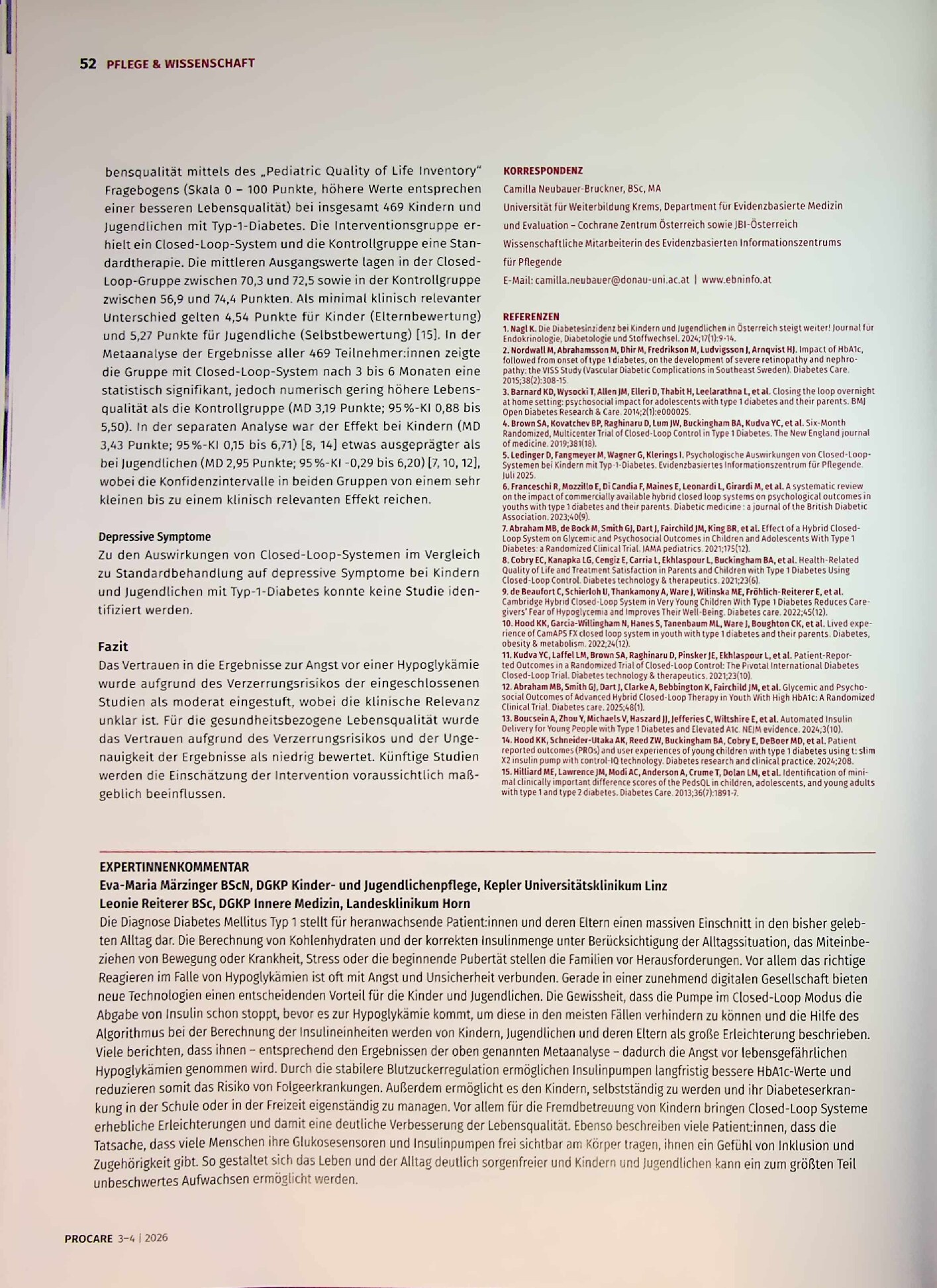 Vorschauseite 2: Closed-Loop-Systeme bei Typ-1-Diabetes: Psychologische Effekte im Kindes- und Jugendalter