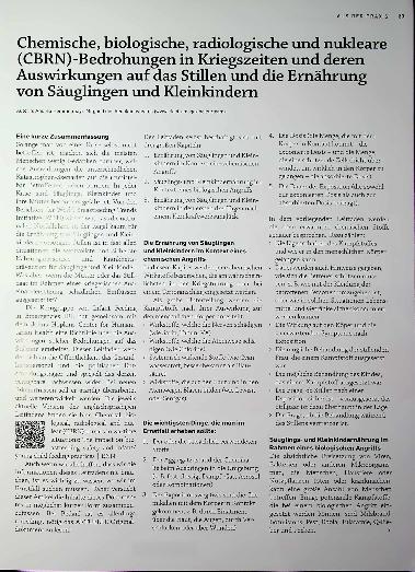 Vorschauseite 1: Chemische, biologische, radiologische und nukleare (CBRN)-Bedrohungen in Kriegszeiten und deren Auswirkungen auf das Stillen und die Ernährung von Säuglingen und Kleinkindern