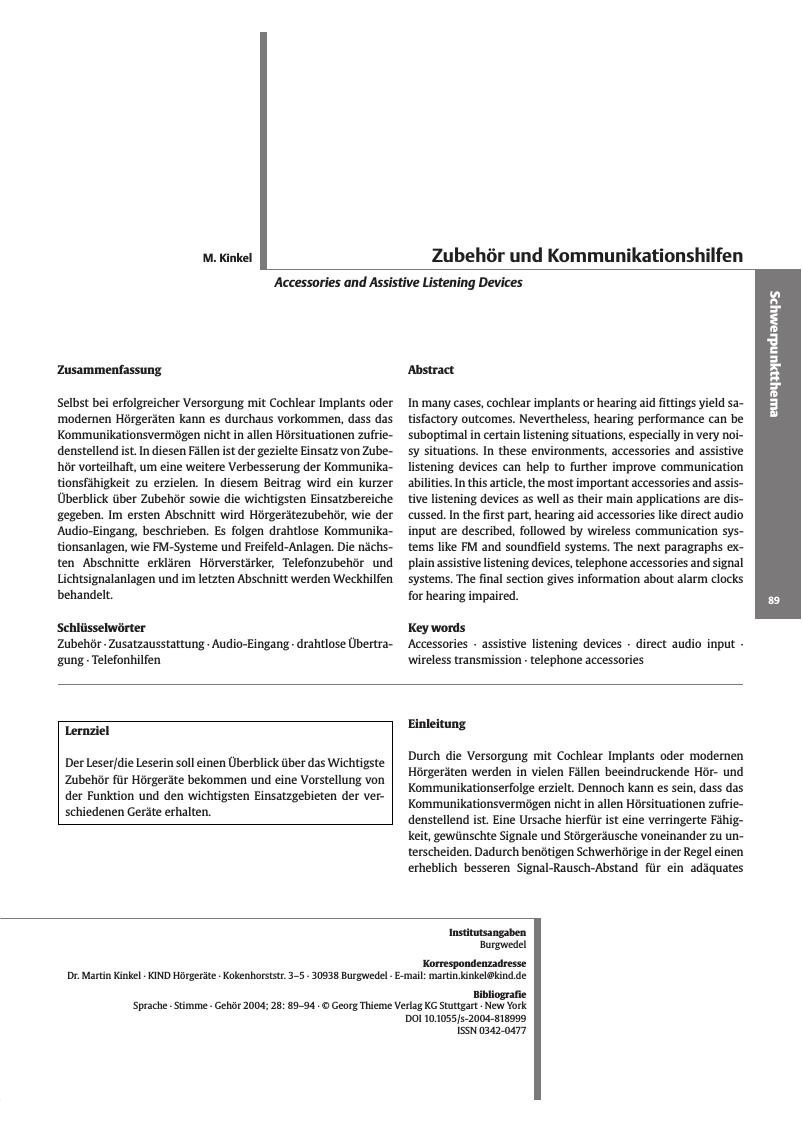 Vorschauseite 1: Zubehör und Kommunikationshilfen