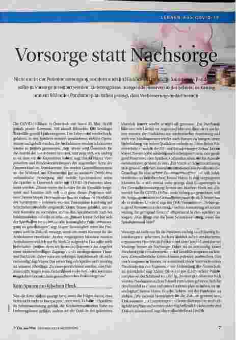 Vorschauseite 1: Vorsorge statt Nachsorge