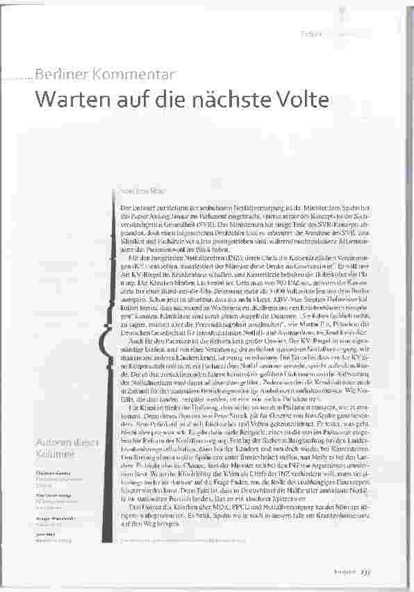 Vorschauseite 2: Berliner Kommentar: Warten auf die nächste Volte