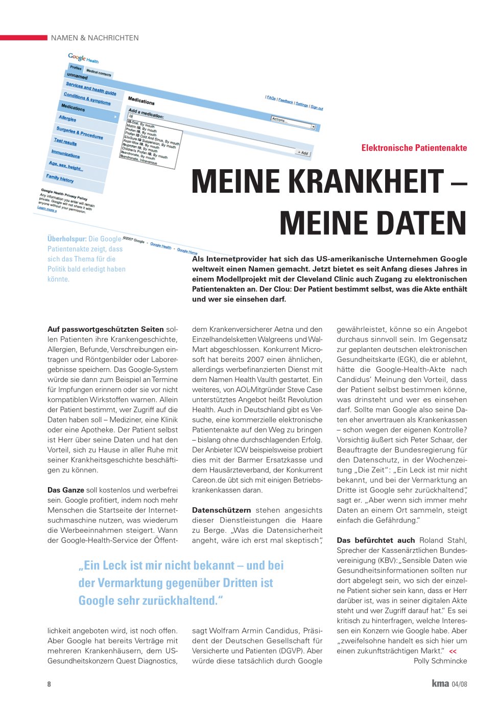 Vorschauseite 1: Meine Krankheit ? meine Daten