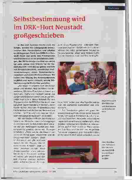 Vorschauseite 1: Selbstbestimmung wird im DRK-Hort Neustadt großgeschrieben