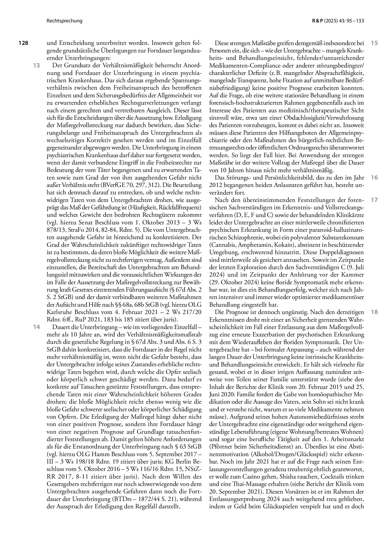 Vorschauseite 3: Verhältnismäßigkeit lang andauernder Unterbringung in psychiatrischem Krankenhaus über Zeitraum von zehn Jahren hinaus