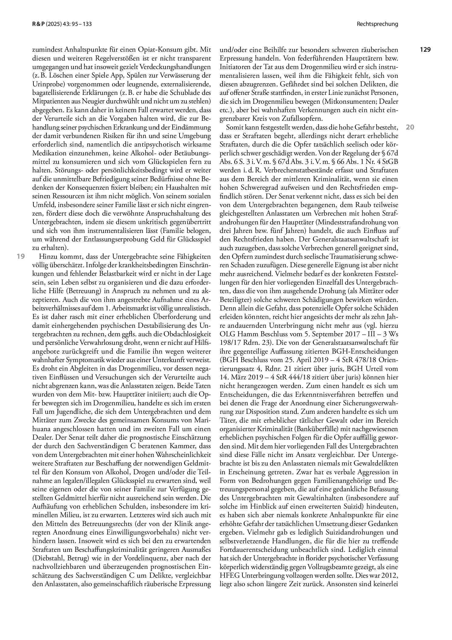 Vorschauseite 4: Verhältnismäßigkeit lang andauernder Unterbringung in psychiatrischem Krankenhaus über Zeitraum von zehn Jahren hinaus