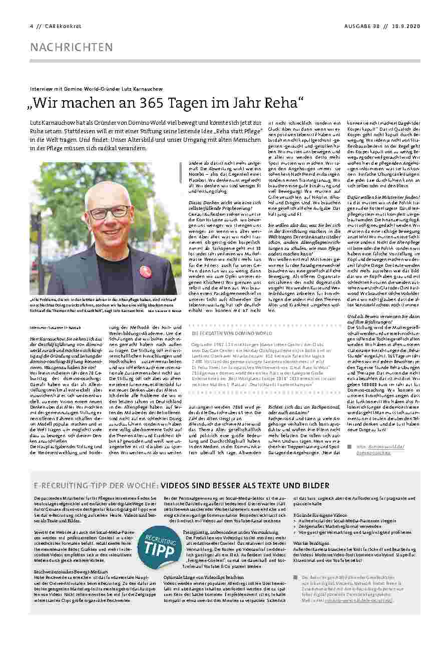 Vorschauseite 1: „Wir machen an 365 Tagen im Jahr Reha.“
