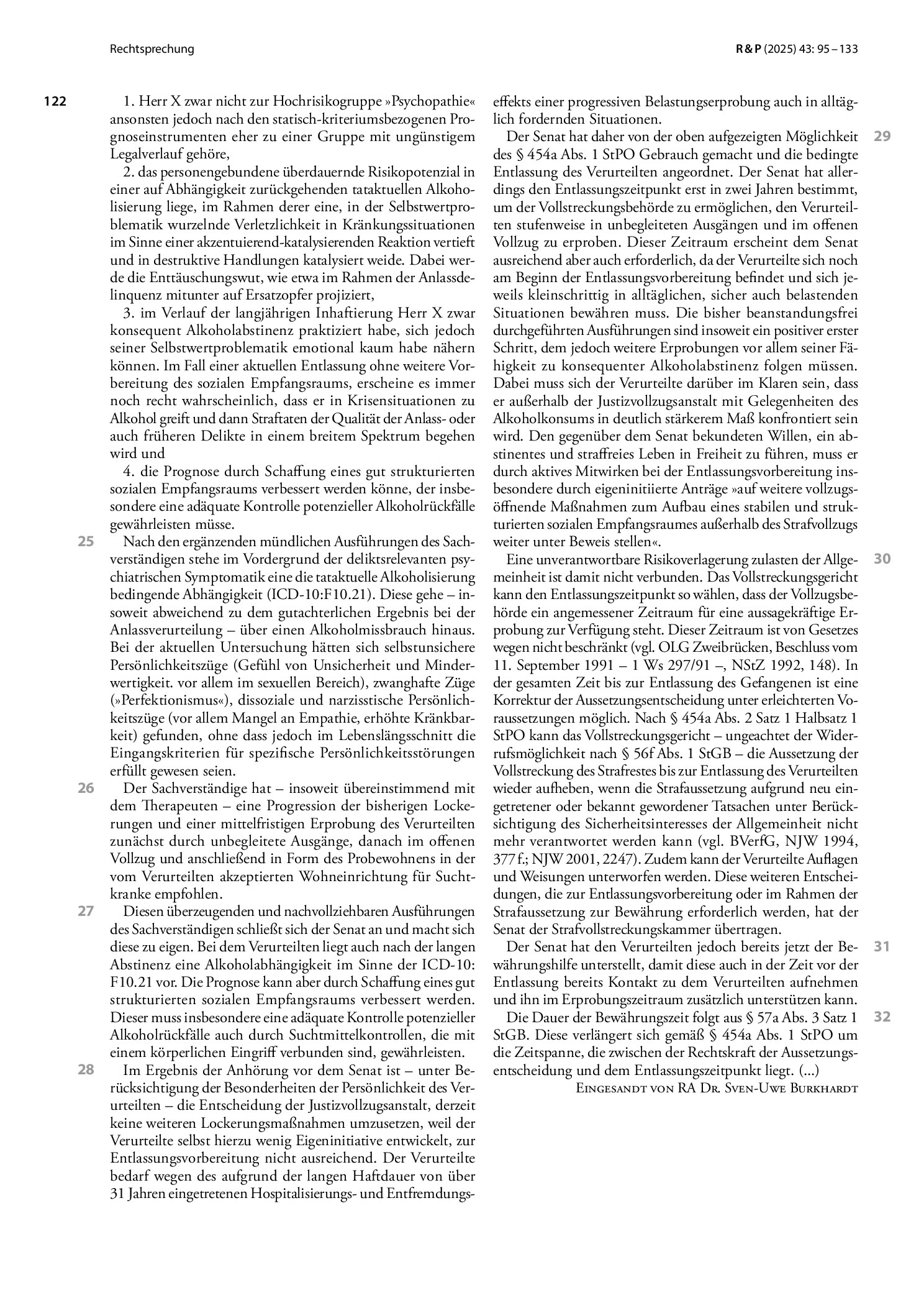 Vorschauseite 4: Lebenslange Freiheitsstrafe; Aussetzung mit zweijähriger Vorlaufzeit