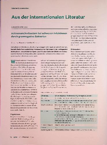 Vorschauseite 1: Aztreonam/Avibactam bei schweren Infektionen durch gramnegative Bakterien