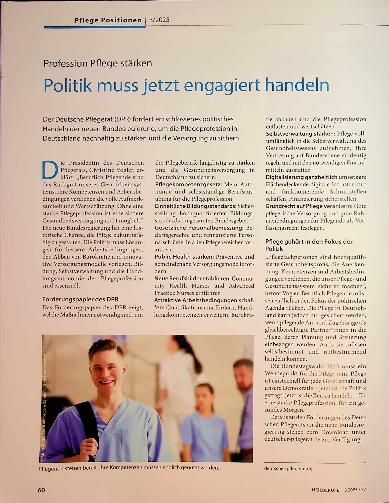 Vorschauseite 1: Profession Pflege stärken Politik muss jetzt engagiert handeln