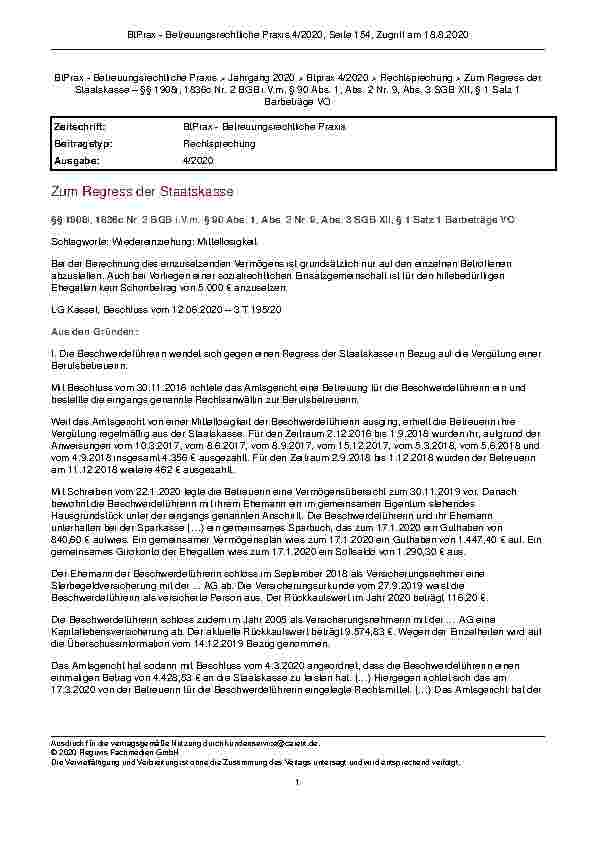 Vorschauseite 1: Zum Regress der Staatskasse