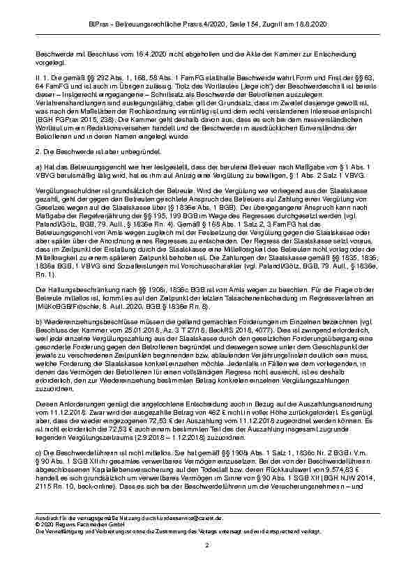 Vorschauseite 2: Zum Regress der Staatskasse