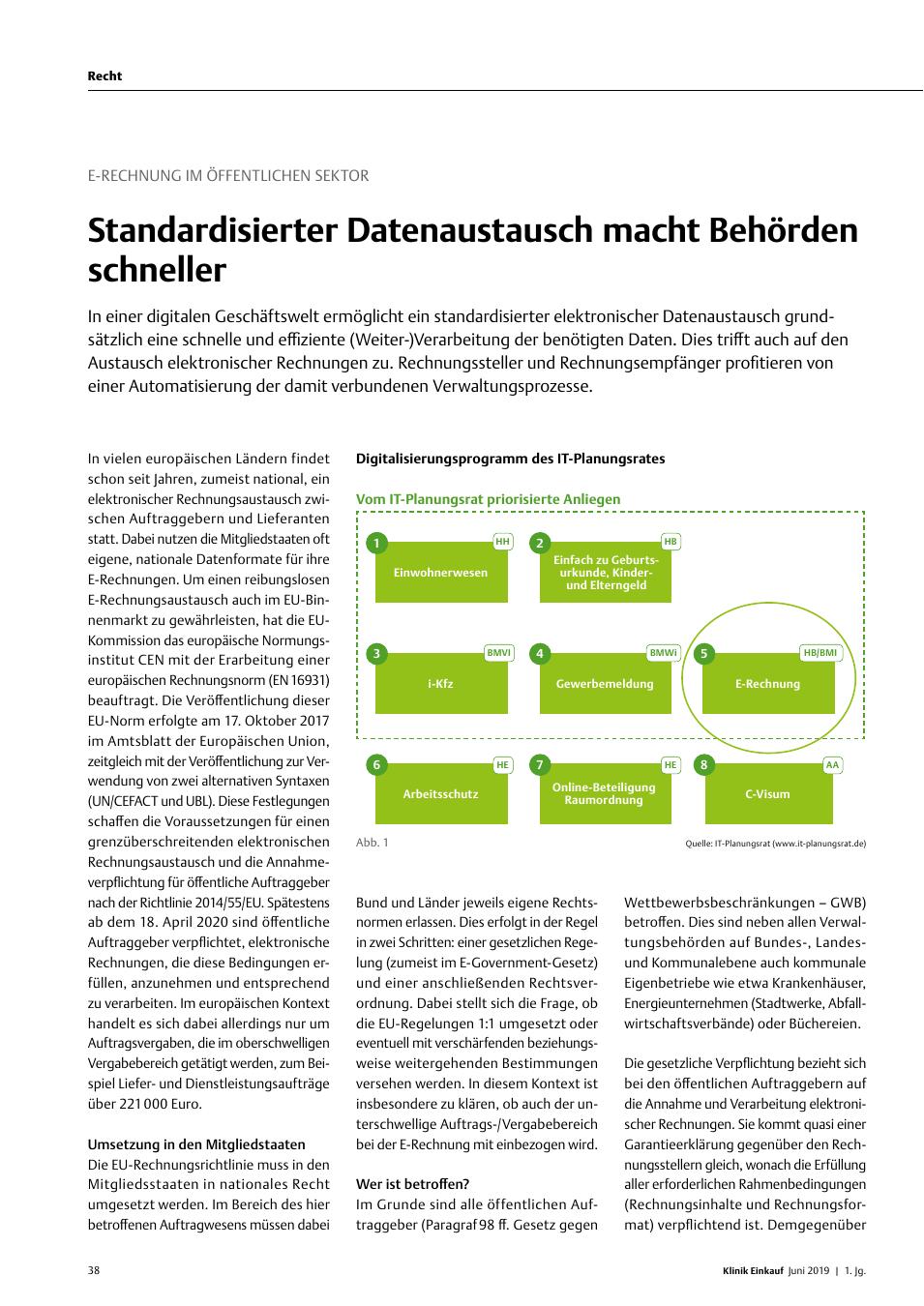 Vorschauseite 1: E-Rechnung im Öffentlichen Sektor: Standardisierter Datenaustausch macht Behörden Schneller