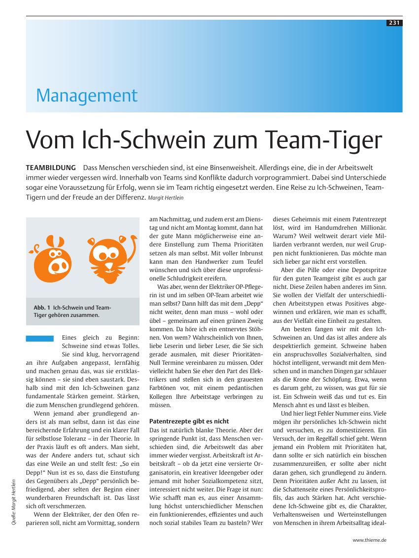 Vorschauseite 1: Vom Ich-Schwein zum Team-Tiger