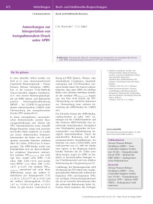 Vorschauseite 1: Anmerkungen zur Interpretation von transpulmonalem Druck unter APRV