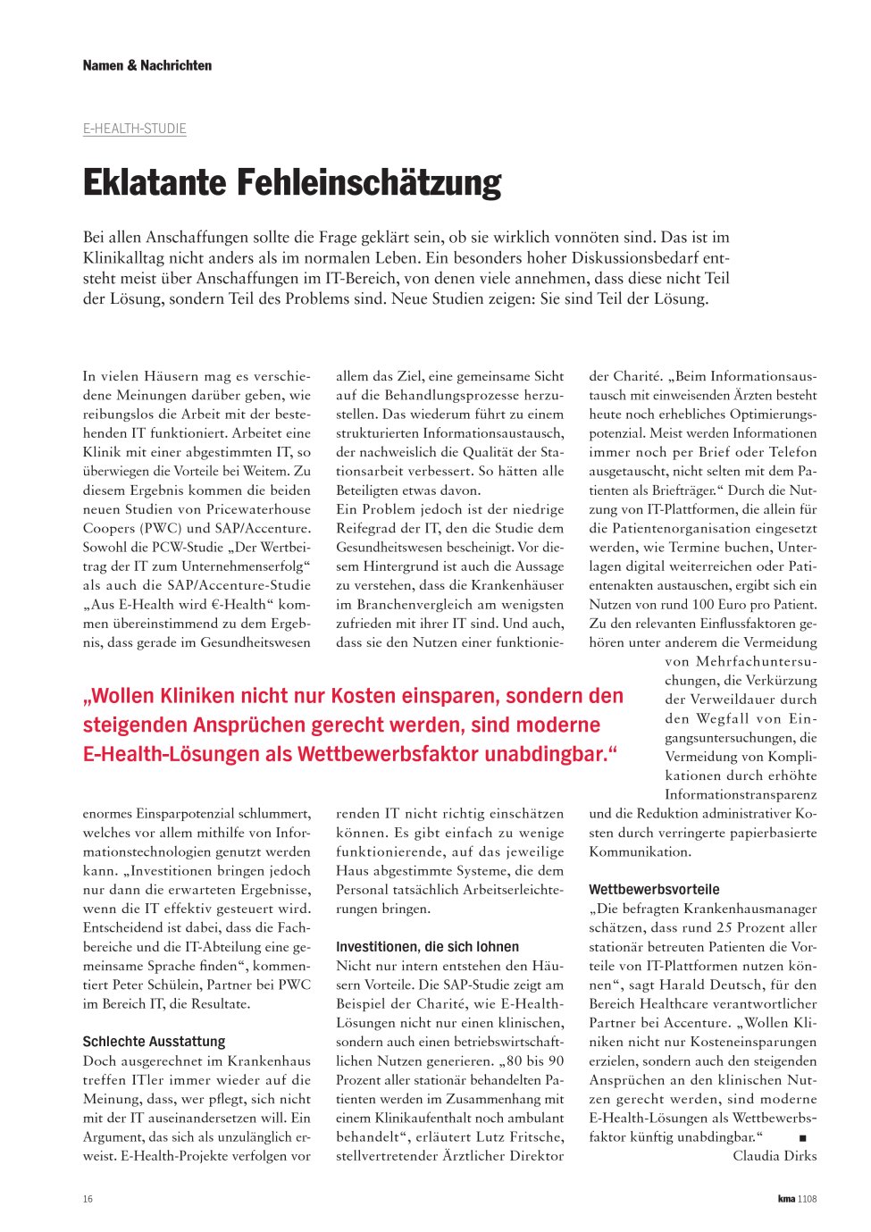 Vorschauseite 1: Eklatante Fehleinschätzung