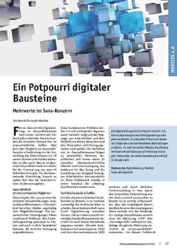 Vorschauseite 1: Ein Potpourri digitaler Bausteine - Mehrwerte im Sana-Konzern