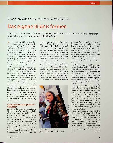 Vorschauseite 1: Die„Carnal Art" der französischen Künstlerin Orlan Das eigene Bildnis formen