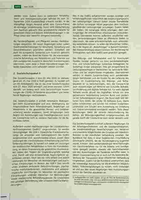 Vorschauseite 2: Neue Entwicklungen bei der Gesetzgebung zur Abmilderung der Folgen der COVID-19-Pandemie in Bezug auf Bereiche des Sozialen