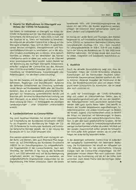 Vorschauseite 3: Neue Entwicklungen bei der Gesetzgebung zur Abmilderung der Folgen der COVID-19-Pandemie in Bezug auf Bereiche des Sozialen