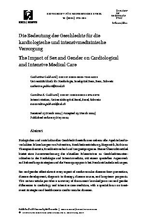 Vorschauseite 1: Die Bedeutung des Geschlechts für die kardiologische und intensivmedizinische Versorgung