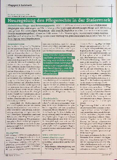 Vorschauseite 2: Neuregelung des Pflegerechts in der Steiermark
