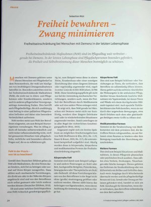 Vorschauseite 1: Freiheit bewahren - Zwang minimieren Freiheitseinschränkung bei Menschen mit Demenz in der letzten Lebensphase