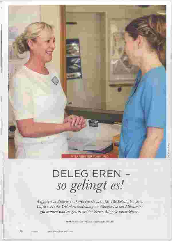 Vorschauseite 1: DELEGIEREN - 50 gelingt es! The text is already correctly spelled.