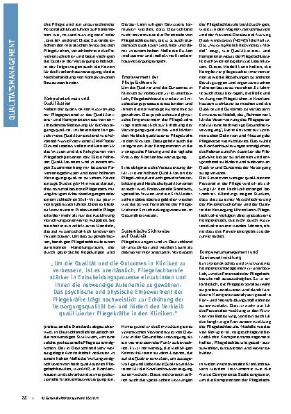 Vorschauseite 2: Die Relevanz von Pflegefachberufen für gute Qualität und Outcomes in Kliniken