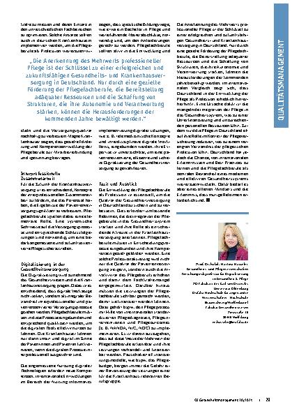 Vorschauseite 3: Die Relevanz von Pflegefachberufen für gute Qualität und Outcomes in Kliniken
