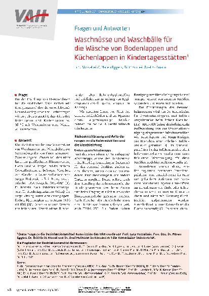 Vorschauseite 1: Waschnüsse und Waschbälle für die Wäsche von Bodenlappen und Küchenlappen in Kindertagesstätten.