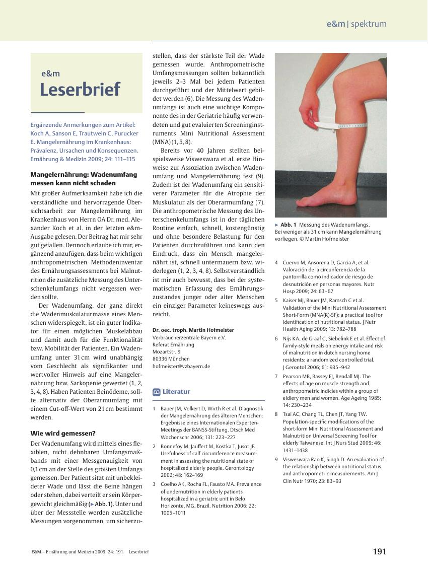 Vorschauseite 1: Leserbrief: Mangelernährung