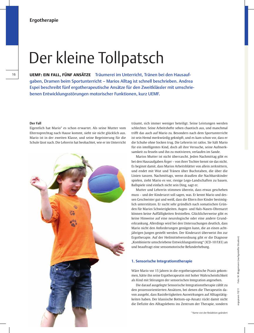 Vorschauseite 1: UEMF: Ein Fall, fünf Ansätze? Der kleine Tollpatsch