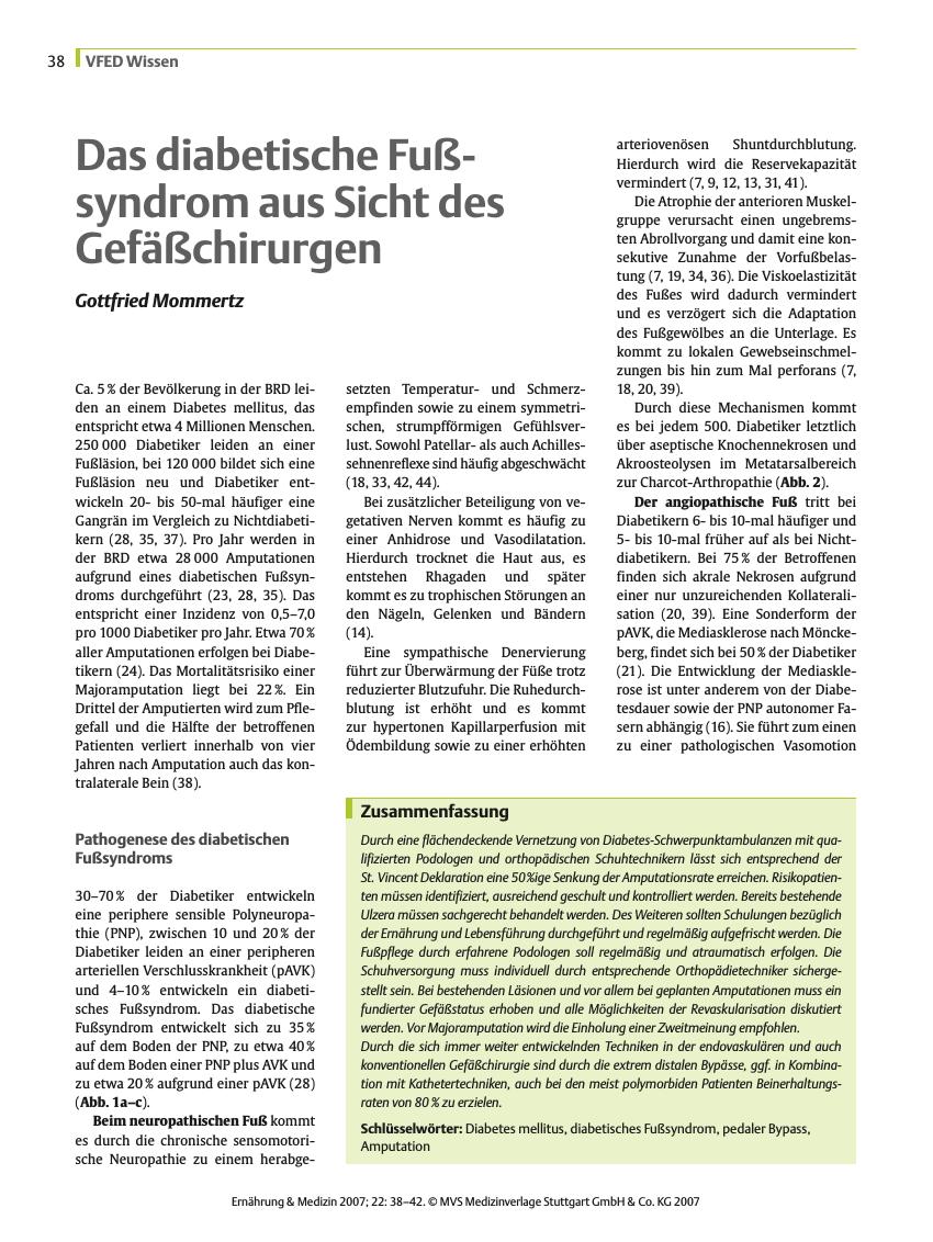 Vorschauseite 1: Das diabetische Fußsyndrom aus Sicht des Gefäßchirurgen