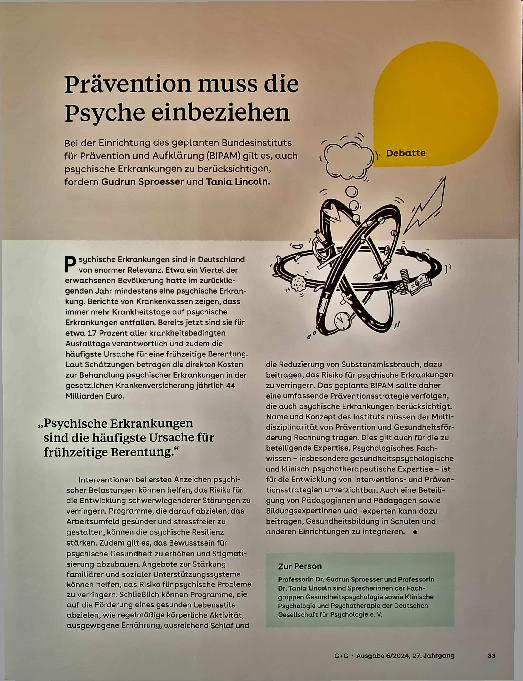Vorschauseite 1: Prävention muss die Psyche einbeziehen.