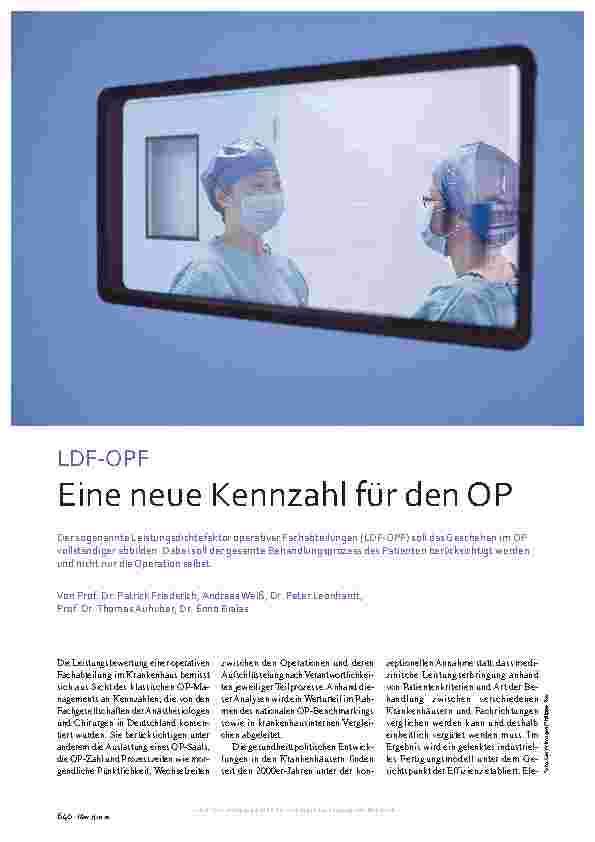 Vorschauseite 1: LDF-OPF Eine neue Kennzahl für den OP.