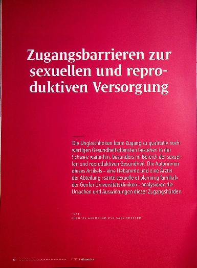 Vorschauseite 1: Zugangsbarrieren zur sexuellen und reproduktiven Versorgung