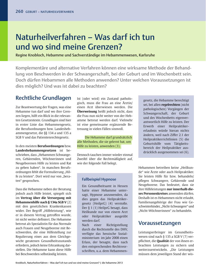 Vorschauseite 1: Naturheilverfahren ? Was darf ich tun und wo sind meine Grenzen?