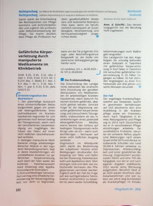 Vorschauseite 1: Gefährliche Körperverletzung durch manipulierte Medikamente im Klinikbetrieb