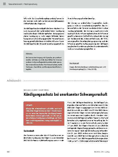 Vorschauseite 5: Fristlose Kündigung eines Chefarztes wegen schwerwiegendem Fehlverhalten