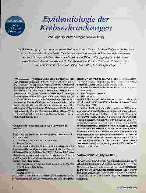 Vorschauseite 1: Epidemiologie der Krebserkrankungen: Die Zahl der Neuerkrankungen ist rückläufig.