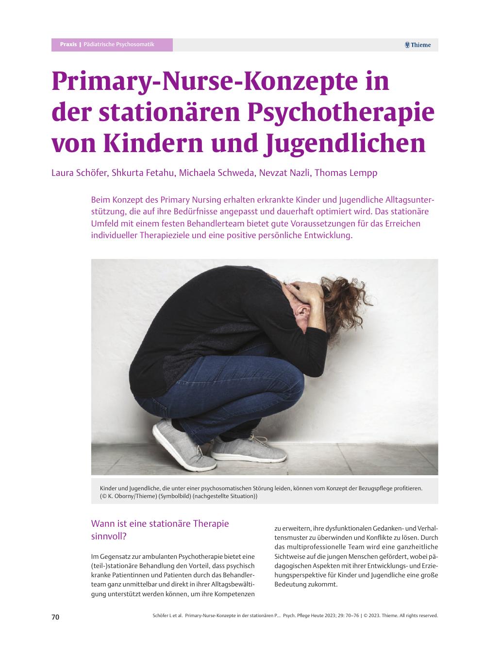 Vorschauseite 1: Primär-Nurse-Konzepte in der stationären Psychotherapie von Kindern und Jugendlichen