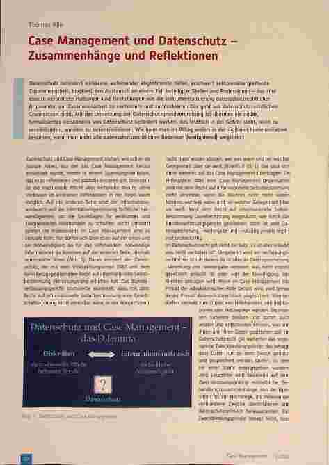 Vorschauseite 1: Case Management und Datenschutz - Zusammenhänge und Resektionen