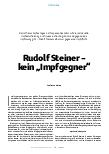 Vorschauseite 1: Rudolf Steiner – kein „Impfgegner“