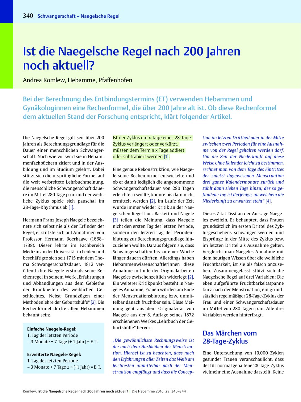 Vorschauseite 1: Ist die Naegelsche Regel nach 200 Jahren noch aktuell?