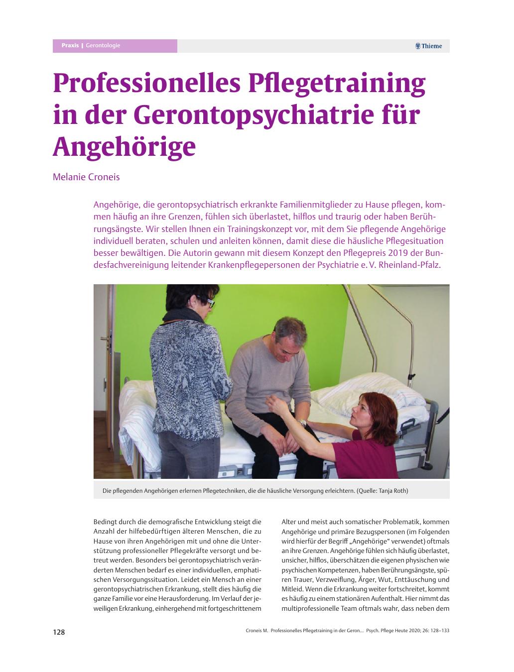 Vorschauseite 1: Professionelles Pflegetraining in der Gerontopsychiatrie für Angehörige