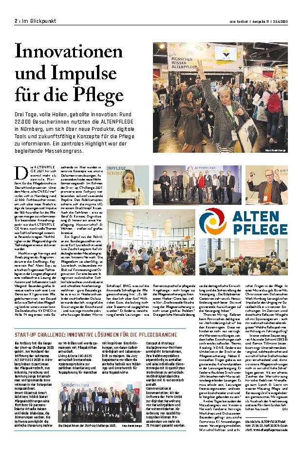 Vorschauseite 1: Innovationen und Impulse für die Pflege