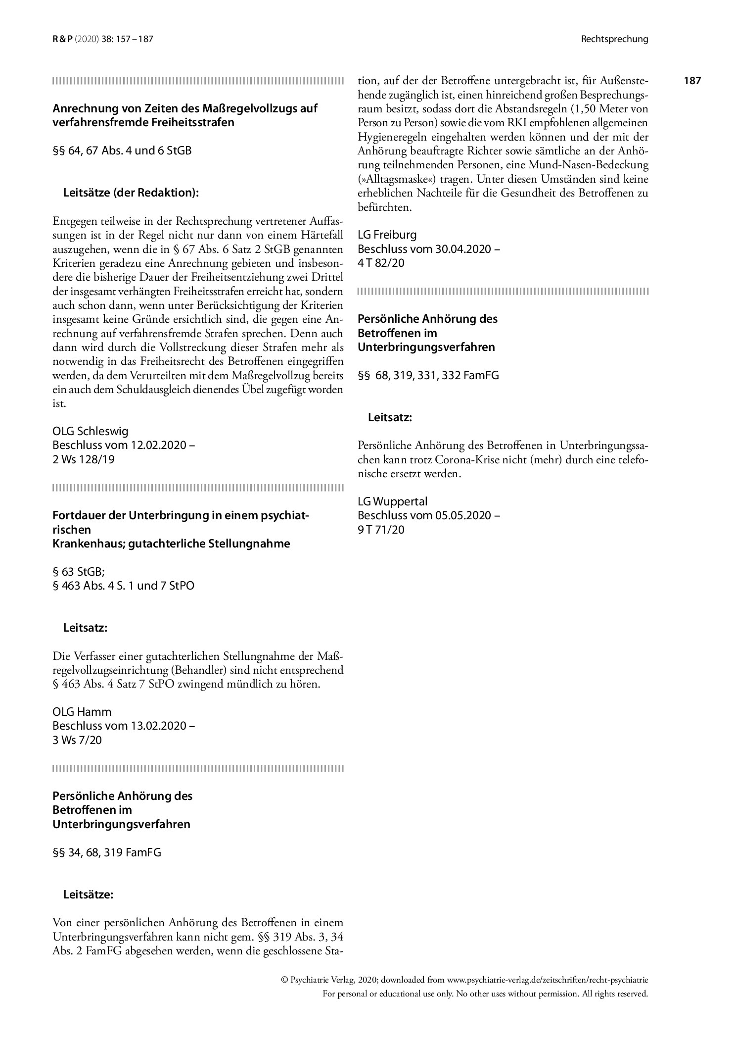 Vorschauseite 5: Keine richterliche Anordnung einer Fixierung bei fehlender 1:1-Betreuung