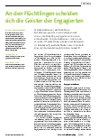 Vorschauseite 1: An den Flüchtlingen scheiden sich die Geister der Engagierten.